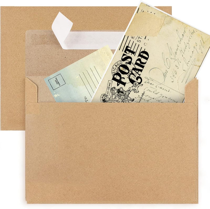 xflyxin 100 Packs A9 Kraft Envelopes, 5-3/4 x 8-3/4 for Invitations, Photos, Postcards, Greeting Cards, Mailings - Printable, Self-Sealing Wedding Envelopes (Brown) - Image 3